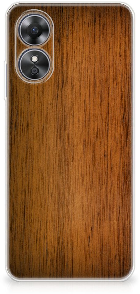 OPPO A17 Bumper Hoesje Donker Hout