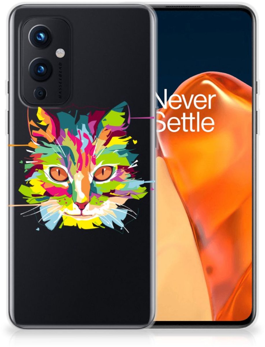 OnePlus 9 Telefoonhoesje met Naam Cat Color