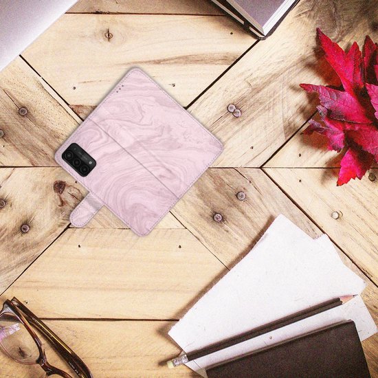 Étui pour téléphone portable OPPO A54 5G | A74 5G | Étui à rabat A93 5G Pink marbré