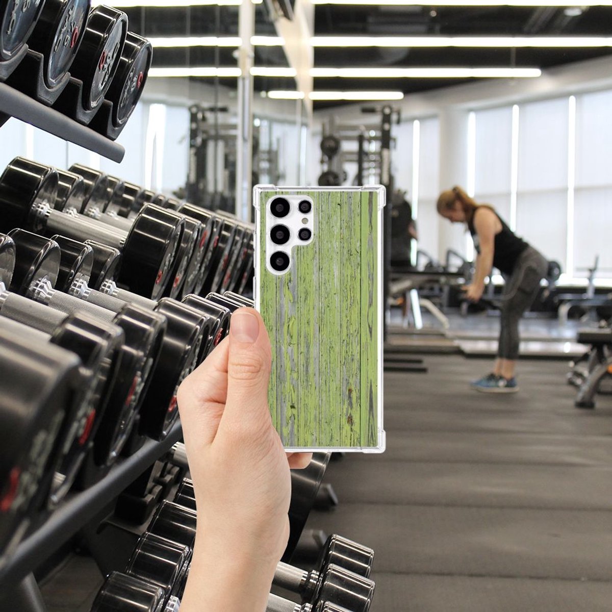 Samsung Galaxy S22 Ultra Stevig Telefoonhoesje Green Wood