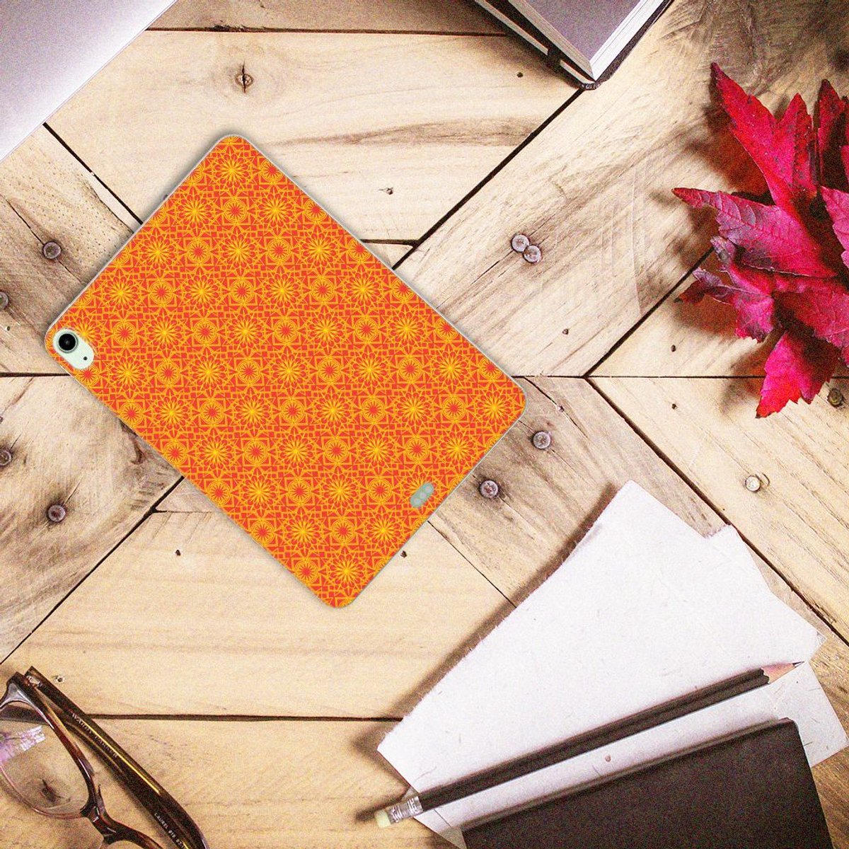 Back Cover voor iPad Air (2020/2022) 10.9 inch Hippe Hoes Batik Oranje