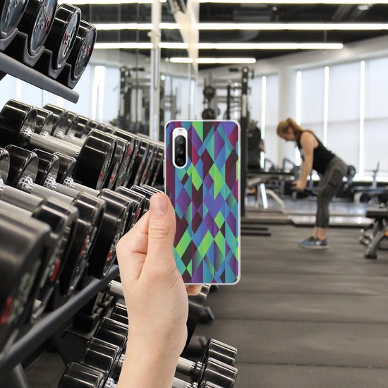 Coque Téléphone pour Sony Xperia 10 III Souple Housse Résumé Vert Bleu