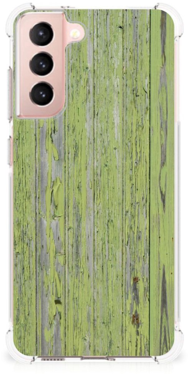 Samsung Galaxy S21 FE Stevig Telefoonhoesje Green Wood