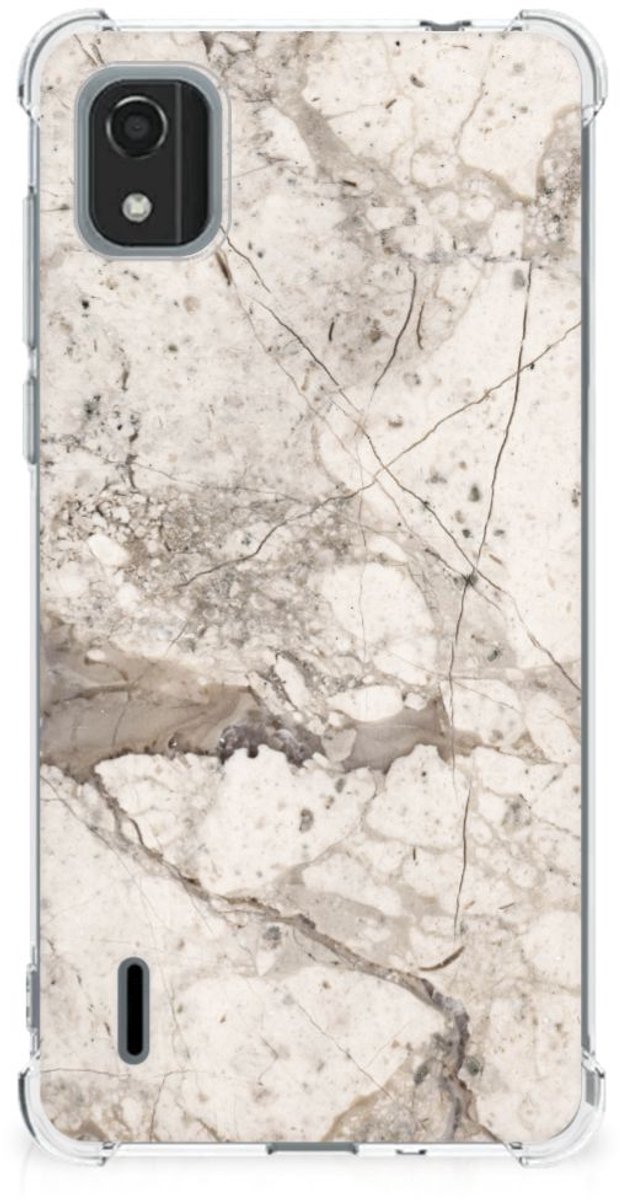 Nokia C2 2nd Edition Anti-Shock Hoesje Marmer Beige