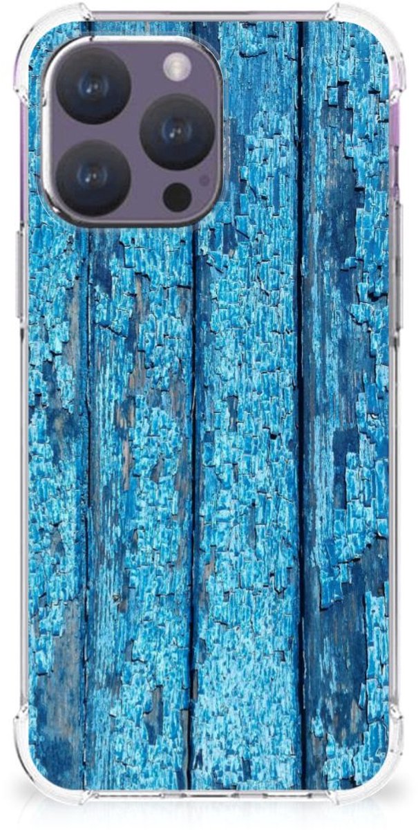iPhone 15 Pro Max Stevig Telefoonhoesje Wood Blue