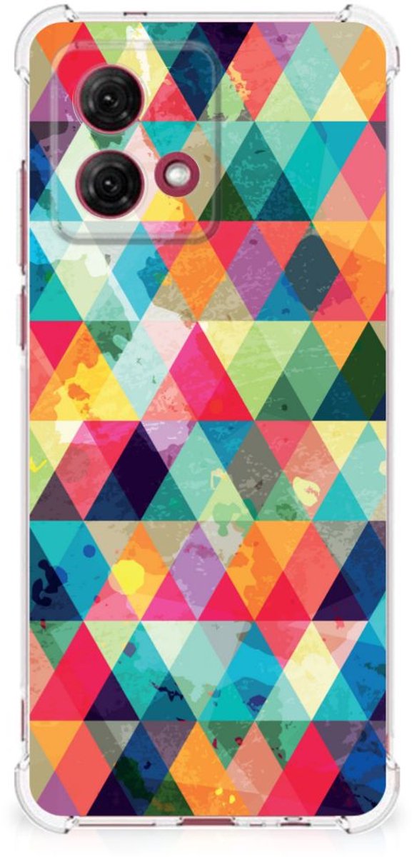 Motorola Moto G84 Doorzichtige Silicone Hoesje Geruit