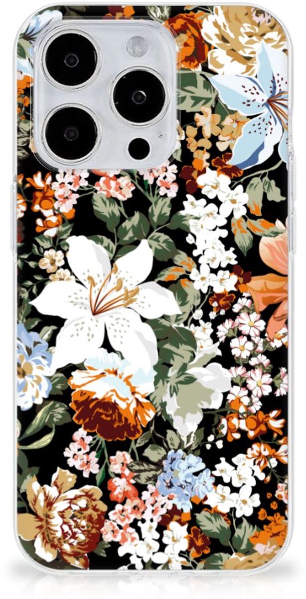 TPU Case voor iPhone 15 Pro Max Dark Flowers