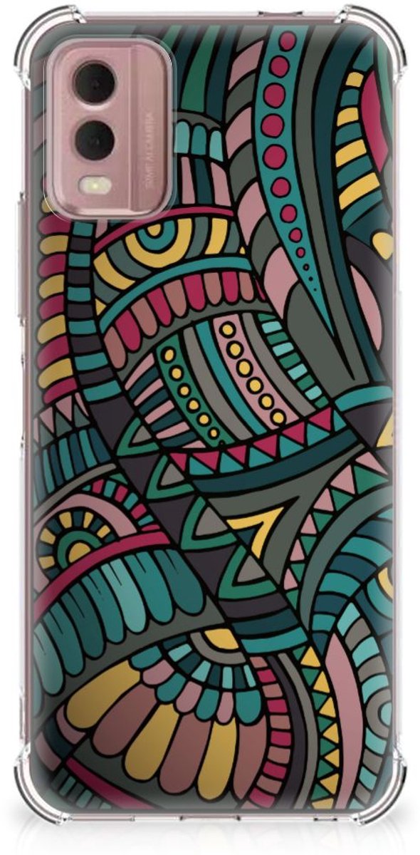 Nokia C32 Doorzichtige Silicone Hoesje Aztec