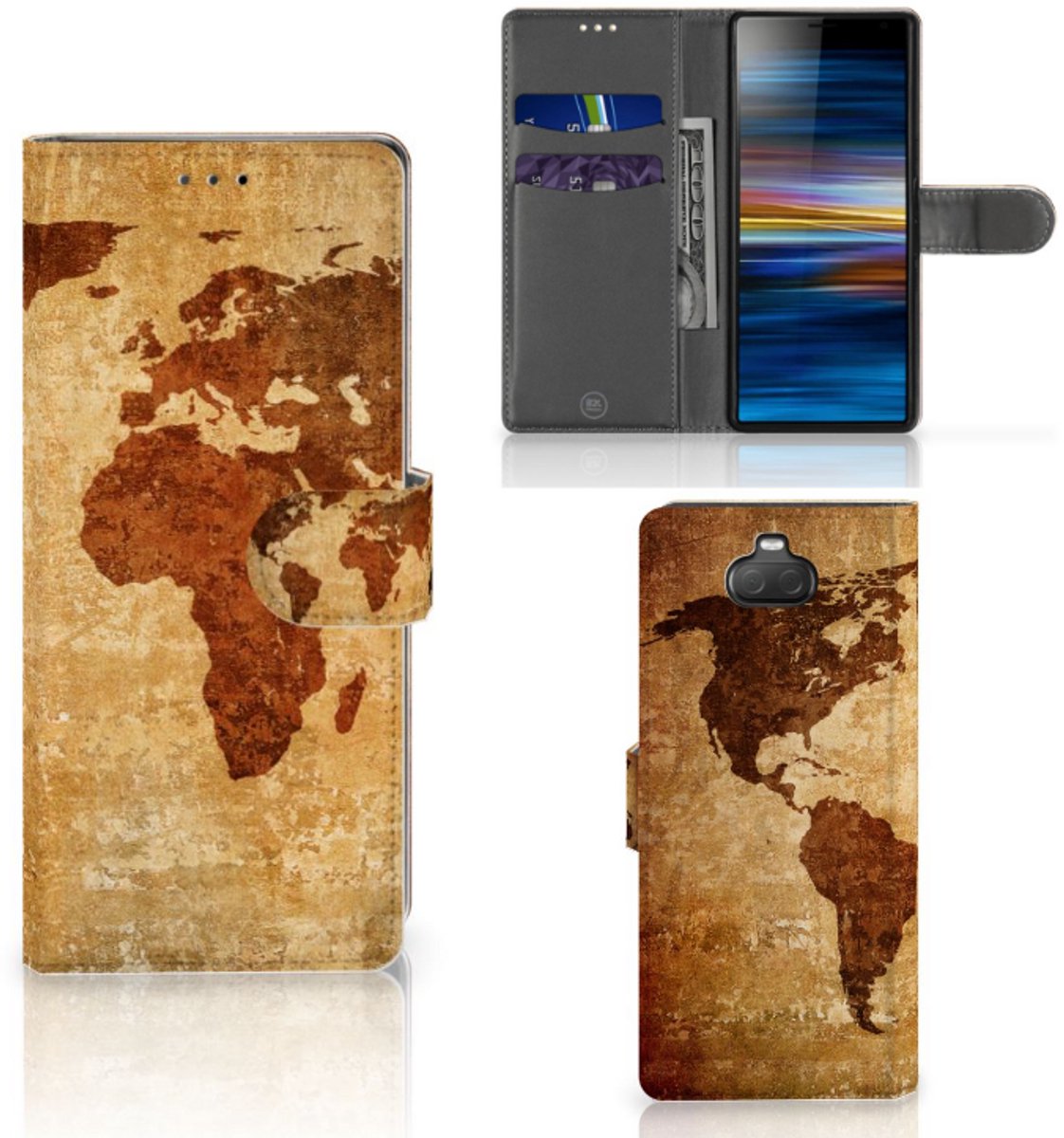 Sony Xperia 10 Flip Cover Wereldkaart