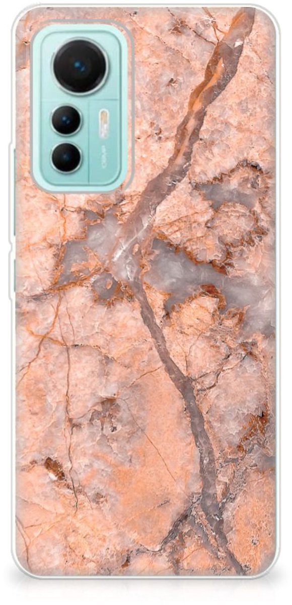 Xiaomi 12 Lite TPU Siliconen Hoesje Marmer Oranje