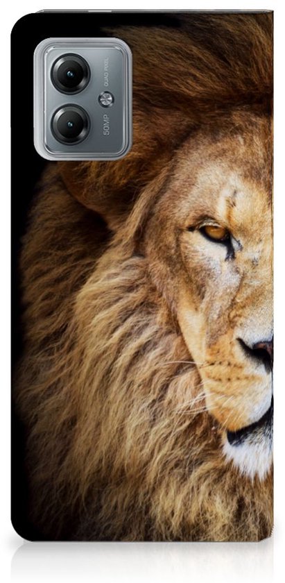 Étui avec support adapté pour Motorola Moto G14 Smart Cover Case Lion