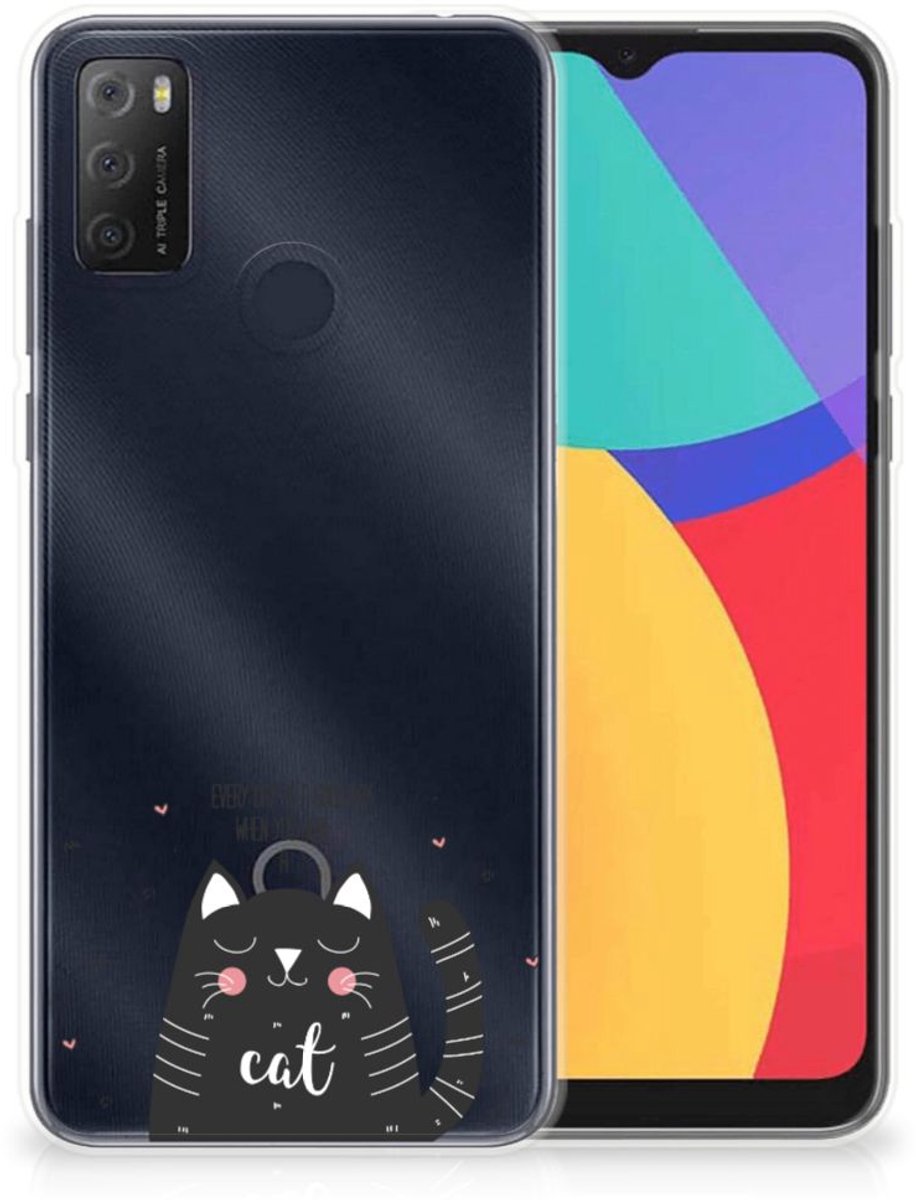 Alcatel 1S (2021) Telefoonhoesje met Naam Cat Good Day