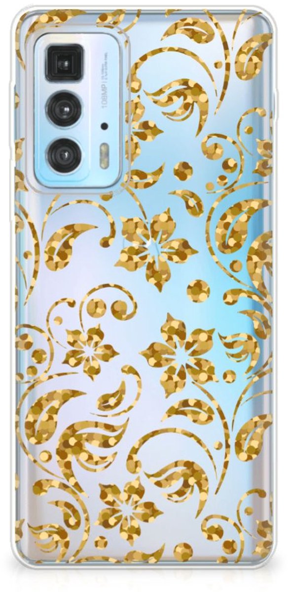 Motorola Edge 20 Pro TPU Case Gouden Bloemen