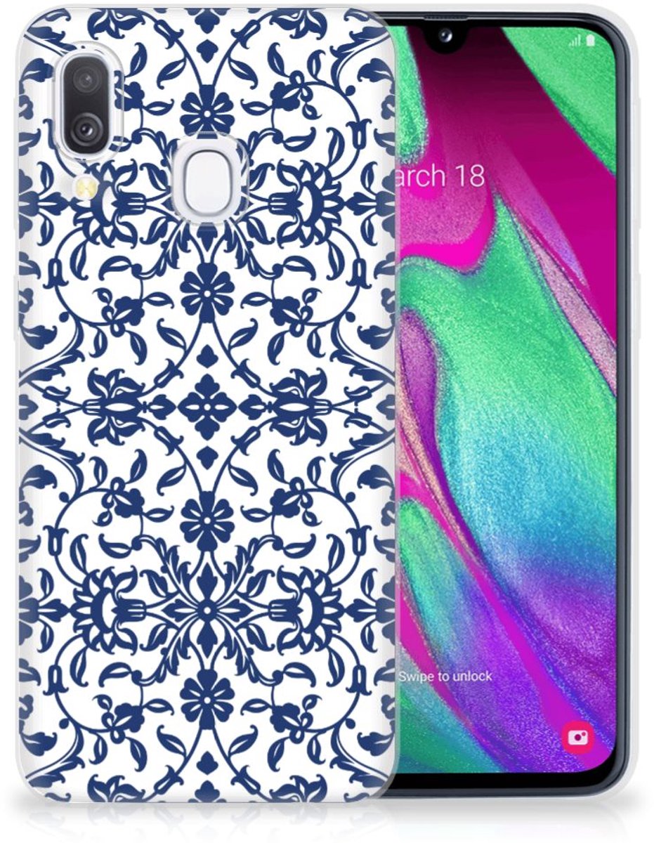 Samsung Galaxy A40 TPU Case Flower Blue