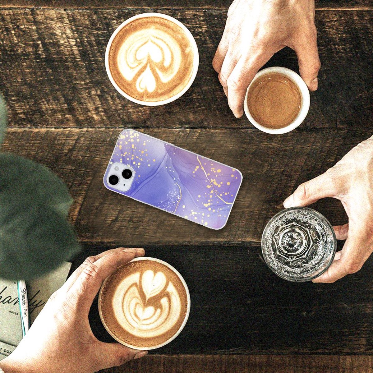 Hoesje maken voor iPhone 15 Watercolor Paars