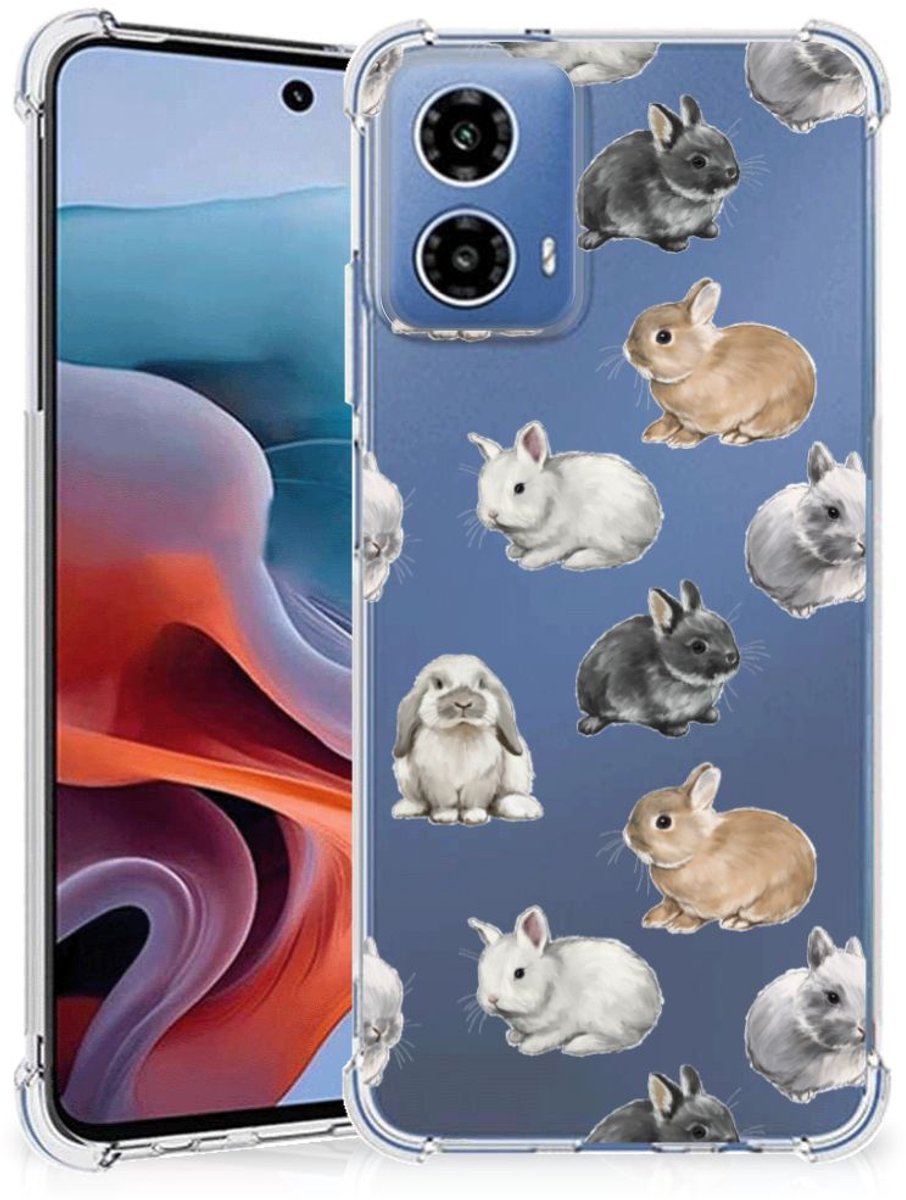 Case Anti-shock voor Motorola Moto G34 Konijntjes