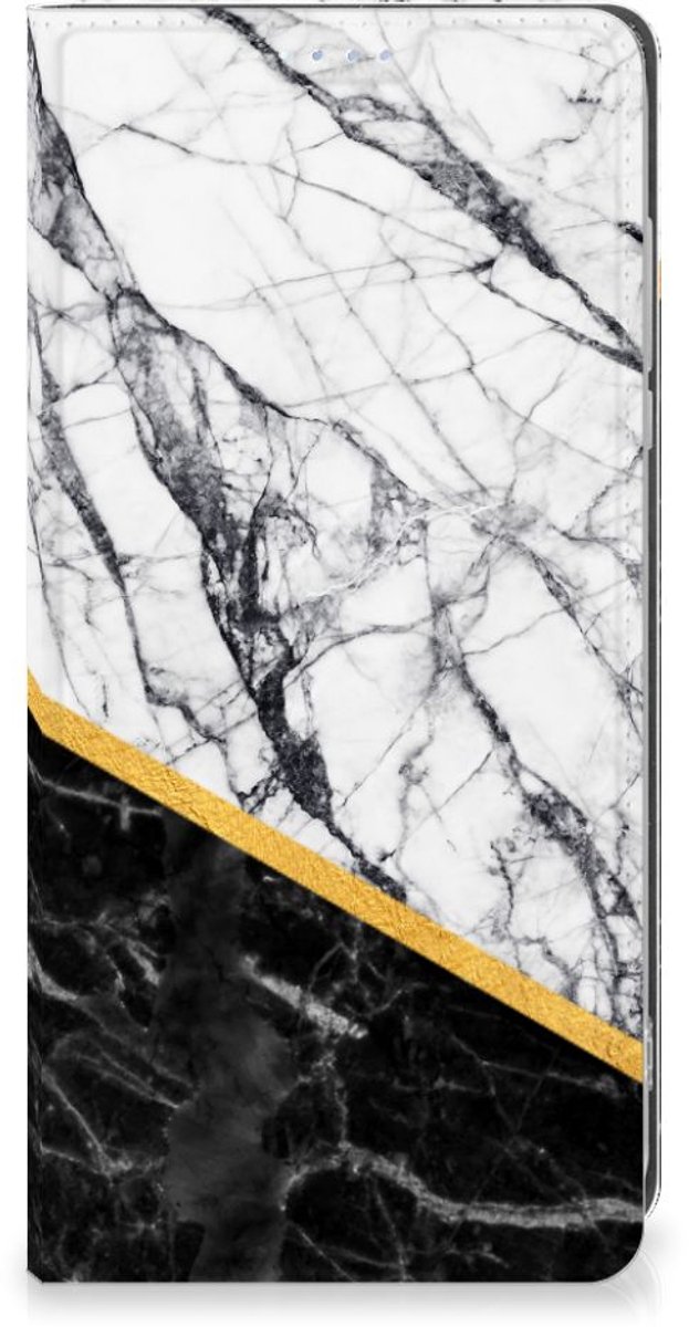 Motorola Moto G84 Standcase Marmer Wit Zwart - Origineel Cadeau Man