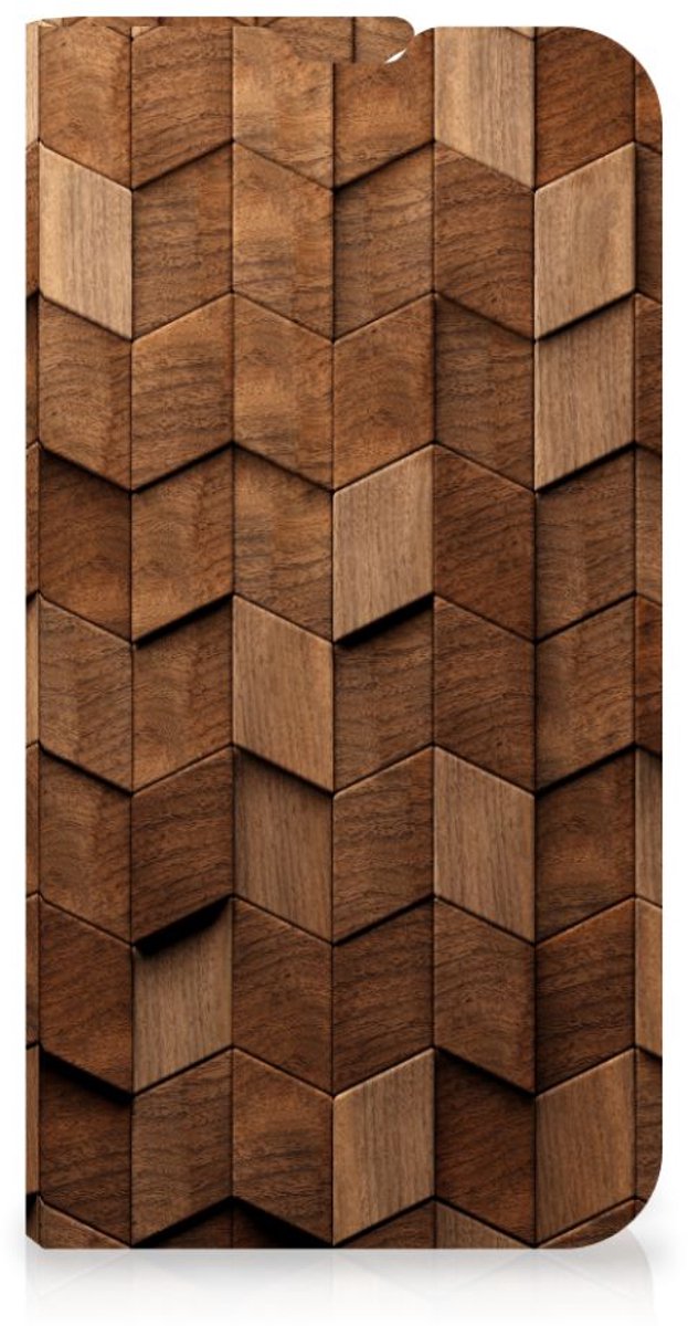 Book Wallet Case voor iPhone 13 Mini Wooden Cubes
