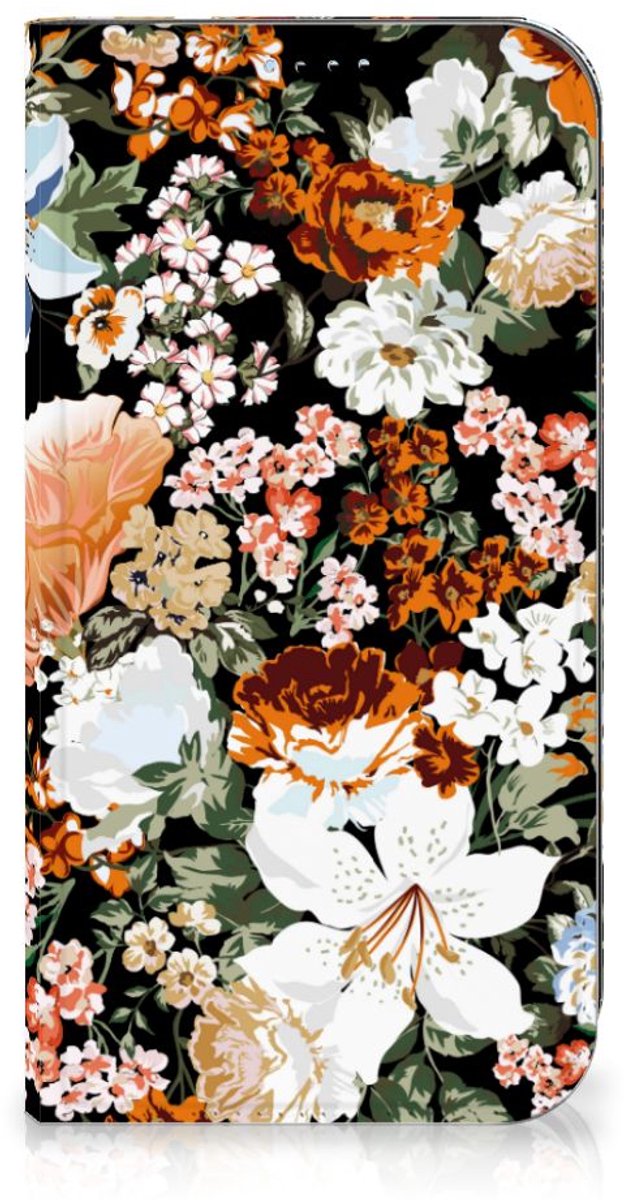 Smart Cover voor iPhone 15 Dark Flowers