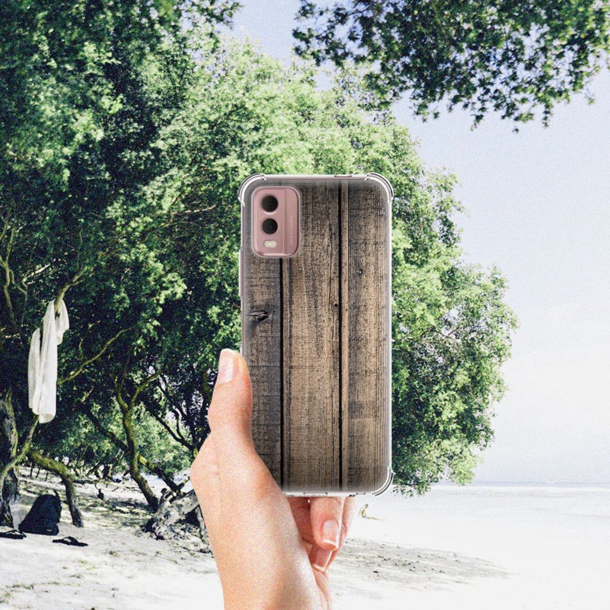 TPU Case Anti-Shock voor Nokia C32 Stevig Telefoonhoesje Steigerhout