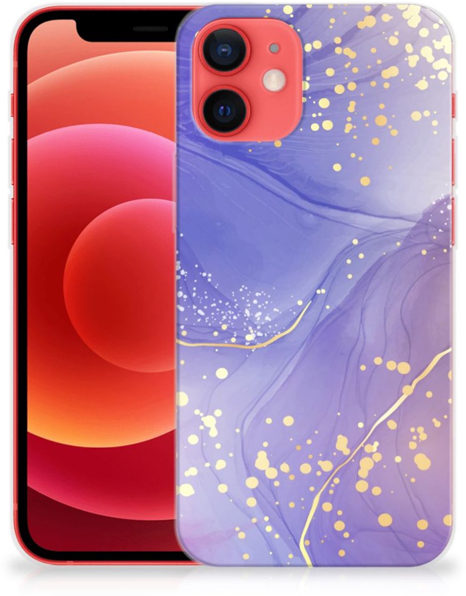 Hoesje maken voor iPhone 12 Mini Watercolor Paars