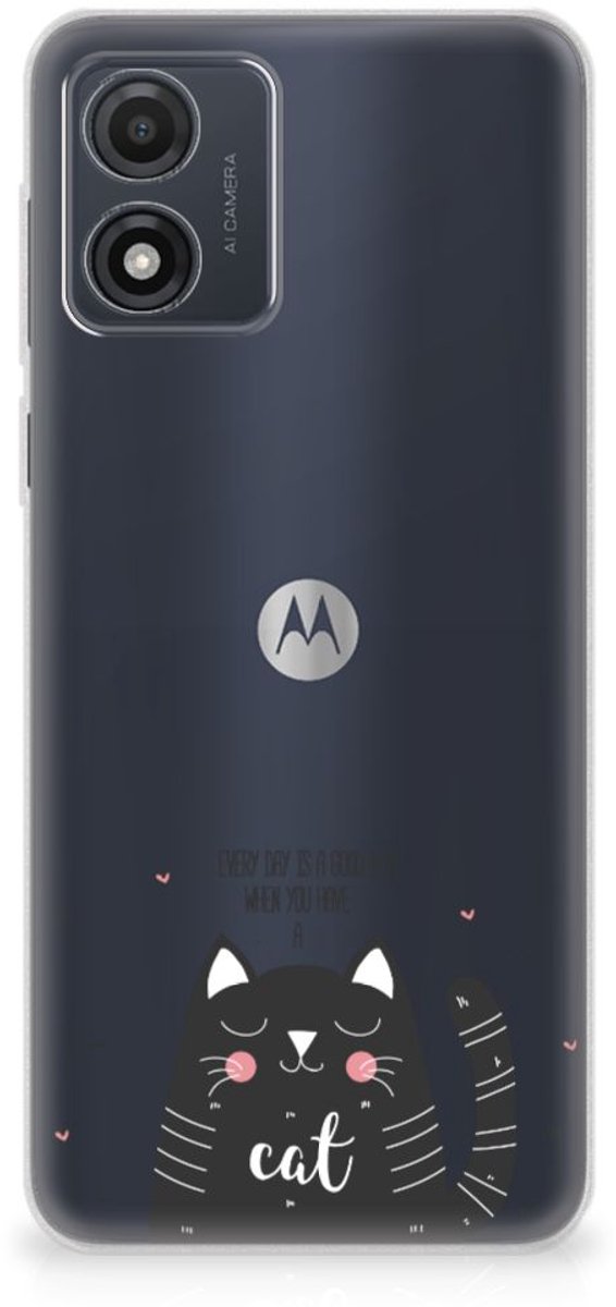 Motorola Moto E13 Telefoonhoesje met Naam Cat Good Day