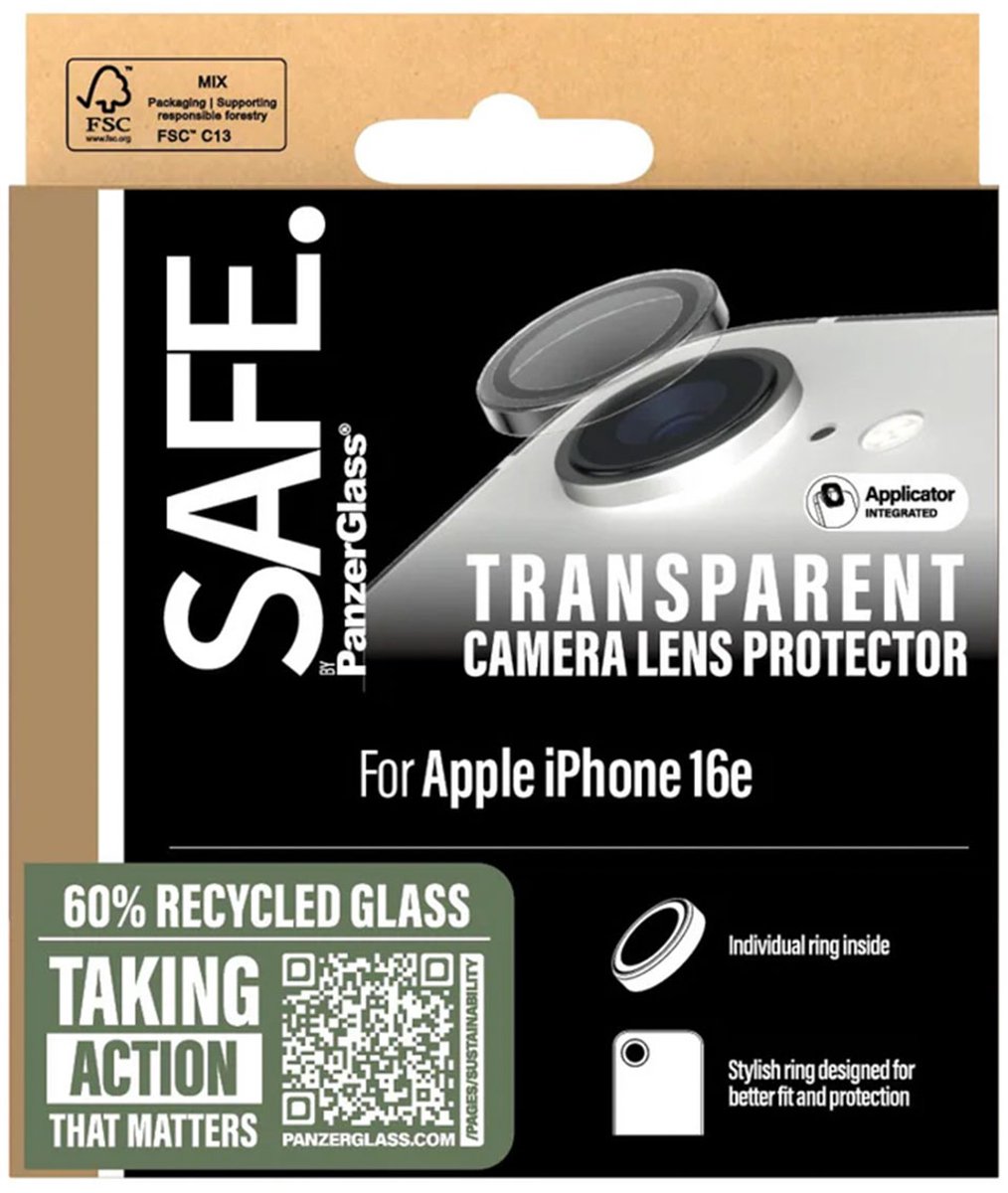 SAFE by PanzerGlass Camera Lens Protector geschikt voor Apple iPhone 17e / 16e - Transparant