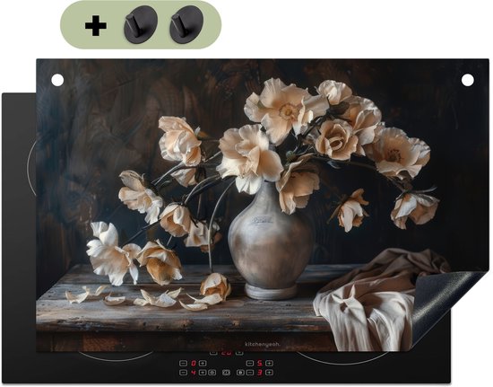 KitchenYeah® Protection plaque induction 80x52 cm - Fleurs - Bouquet - Nature morte - Protege plaque de cuisson - Couvre plaque induction - Protecteur d'induction - Cuisine