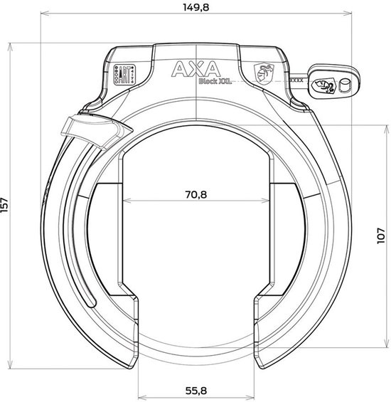 AXA Block XXL retractable - Ringslot voor fietsen met brede banden - Frameslot - Met plug-in mogelijkheid - Zwart van AXA — afbeelding 3