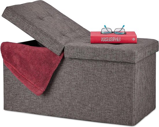 Relaxdays bank met opbergruimte, opvouwbaar, 4 lades, hal, woon- & slaapkamer, HBD: 39.5x60x37 cm, opbergbank, bruin