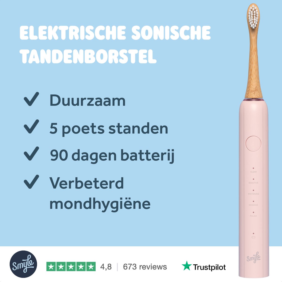 Smyle Sonische Elektrische Tandenborstel met Druksensor - - afbeelding 2
