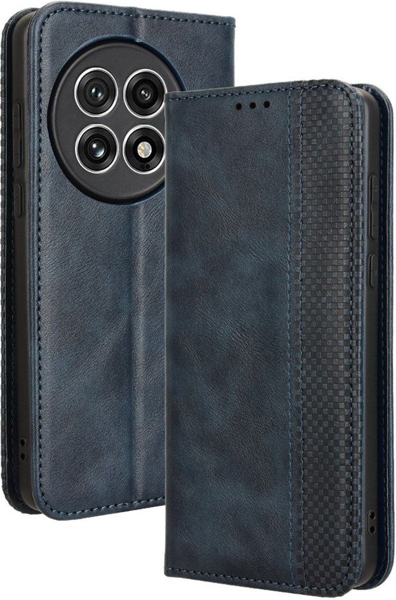 Coverup Hoesje - Geschikt voor OnePlus 13 Hoesje - Coverup Vintage Style Book Case - Blauw