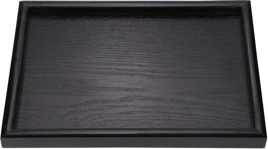 Massief houten dienblad multifunctioneel theeblad koffieblad voorkomt morsen rechthoek houten dienblad zwart restaurantdienblad voor houdt water, thee, koffie, gebak, fruit (22 x