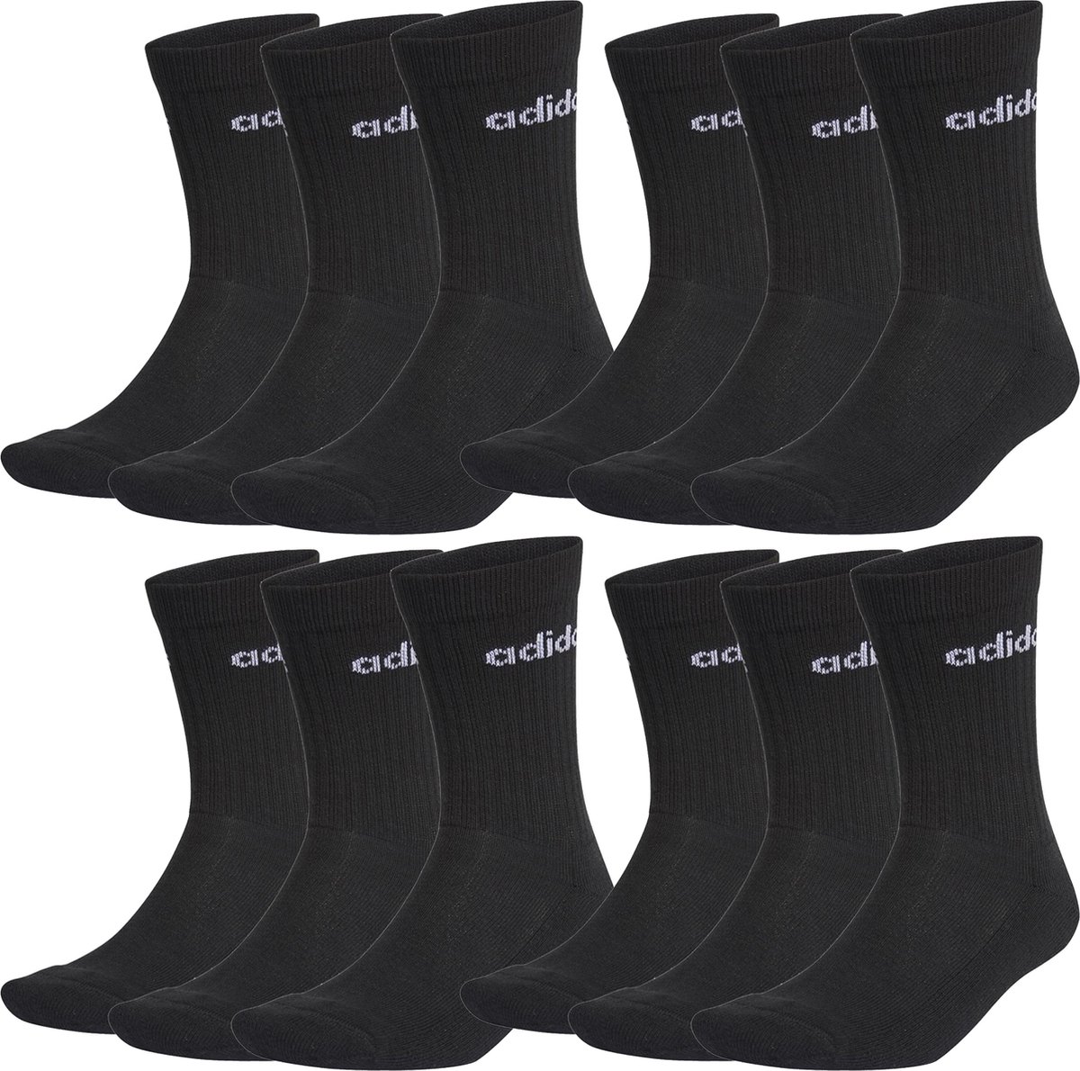 SOKKEN 12 paar adidas HC CREW 3p tennissokken sportsokken unisex Zwart