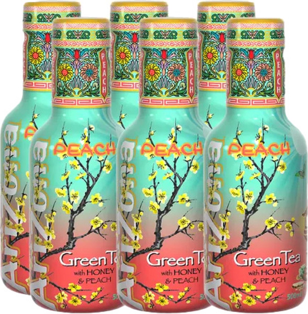 Arizona - Groene thee met honing & perzik - 6 x 500 ml