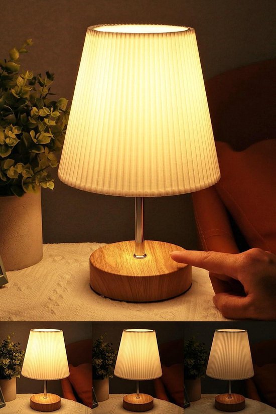 Kakanuo Lámpara de Mesita Táctil con Puertos USB-A C Enchufe CA, 3 Intensidades Variables, Juego de 2 Lámparas de Cristal, Pantalla Blanca, Lámparas de Mesa para Dormitorio, Salón, Escritorio Infantil