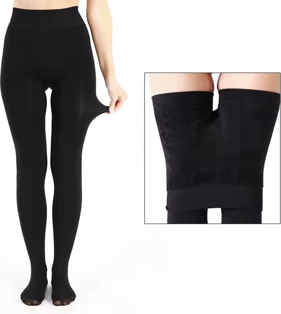 CHPN - Legging polaire - Leggings thermiques - Zwart - S/M - Leggings chauds - Leggings avec doublure - Doux - Leggings d'hiver