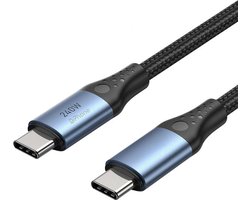DrPhone ProX - USB-C naar USB-C kabel 240W 5A Snelle Oplaadkabel – Ondersteuning Carplay – E-Marker chip - Geschikt voor o.a iPhone Series, Galaxy Series – 1.5 meter