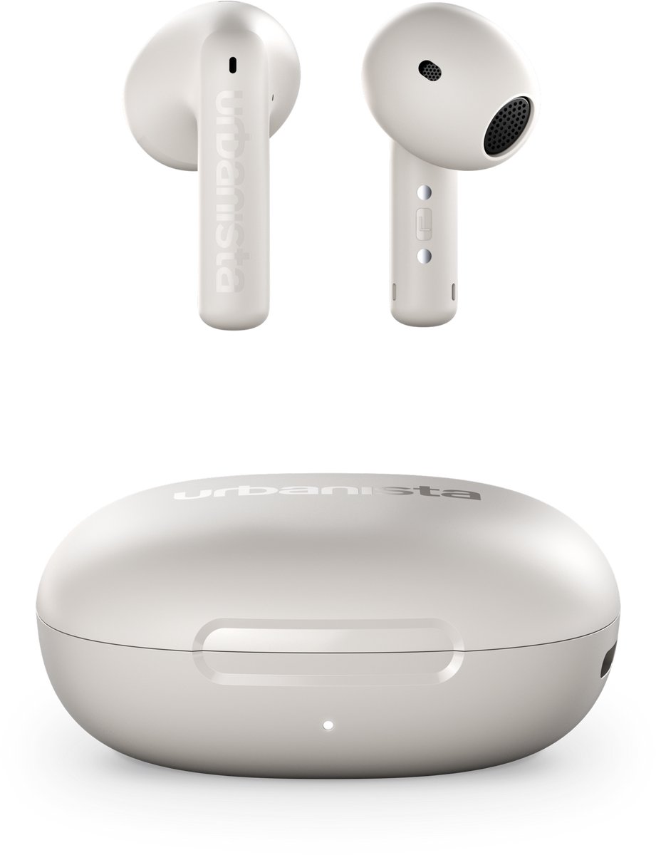 Urbanista Santa Monica Draadloze Oordopjes – met Noise Cancelling – 24u Afspeeltijd – 6 Microfoons voor Helder Bellen – Wit