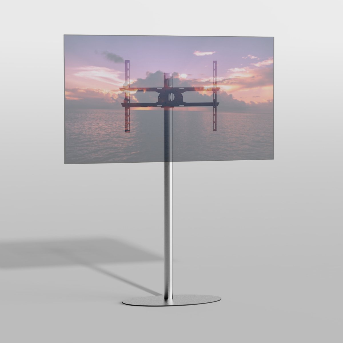 Cavus TV Vloerstatief ELLIPS 150 – geborsteld RVS - hoogte 150cm - VESA 600x400