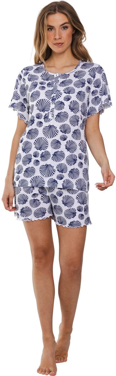 Pastunette Shortama Sea Breeze - Wit/Blauw - Bio Katoen - Maat 38