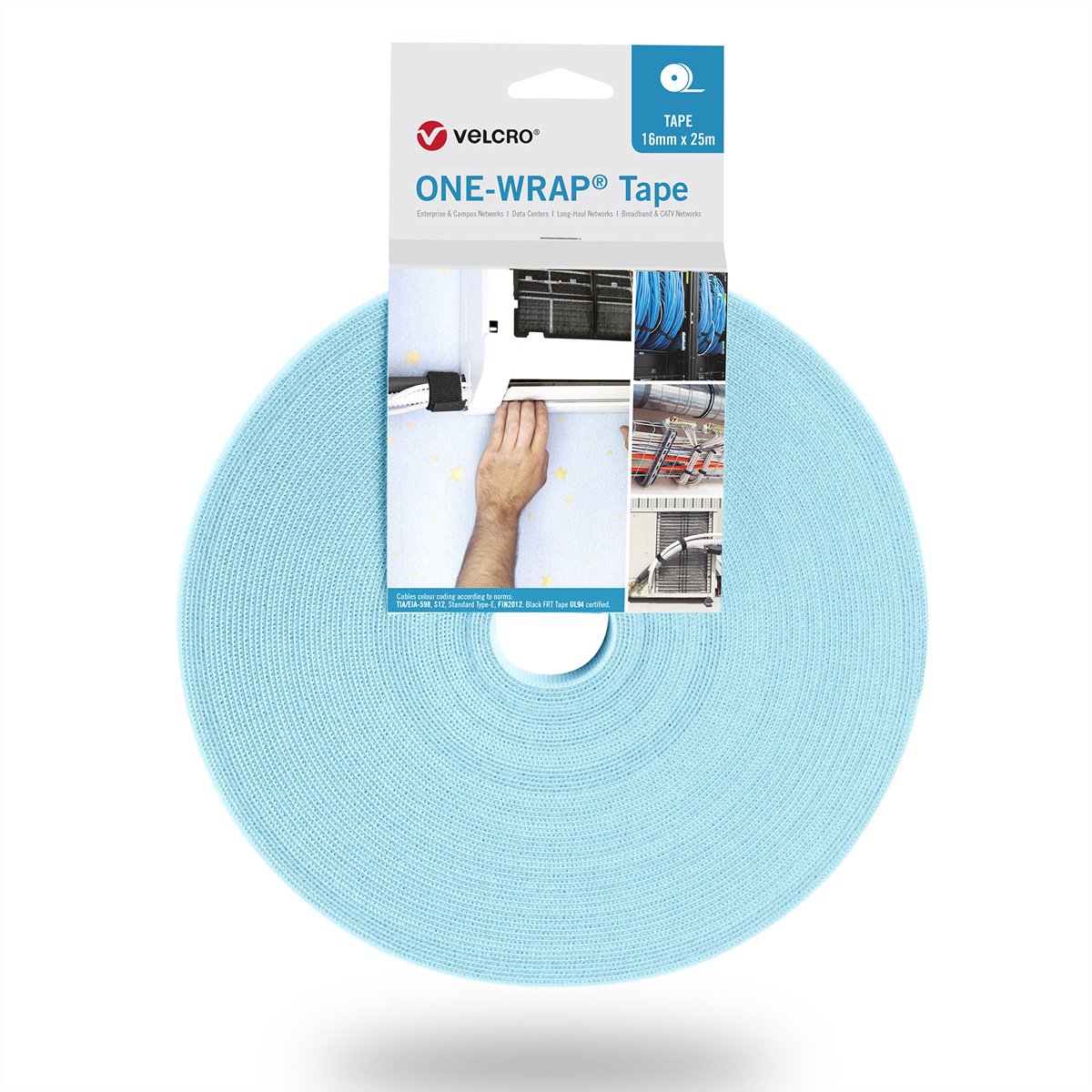 VELCRO® One Wrap® Klittenband - 10 mm breed - 25 meter - Turquoise