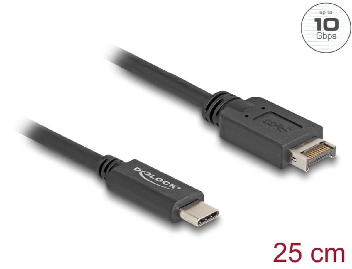 Delock USB 10 Gbps Cable USB Type-E Key A 20 pin male to USB Type-C™ male 25 cm