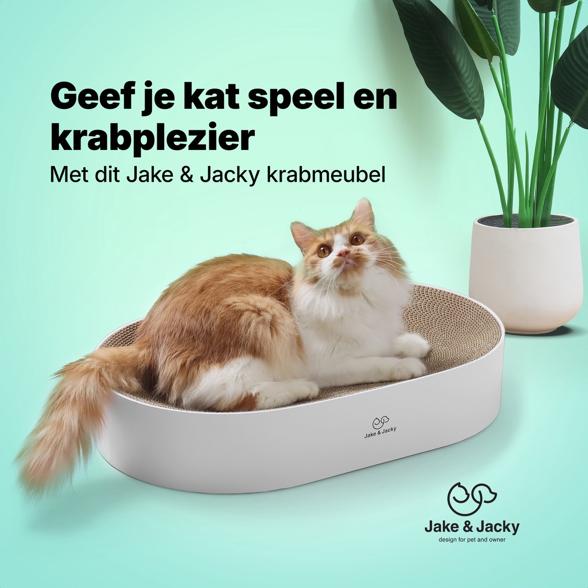 Jake and Jacky Krabkarton voor Katten - Krabpaal Karton - Krabplank - Krabmand - Krabmeubel - Kartonnen Krabmat - Kattenmand - Kattenbed - 55x35x10cm – foto 2
