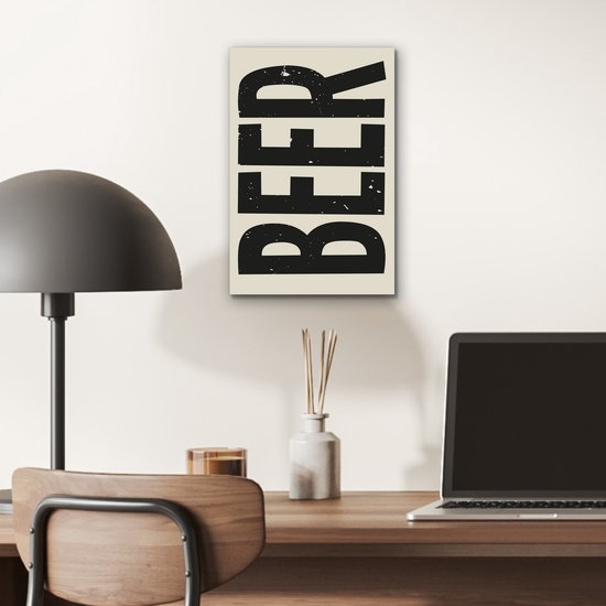 Tableau aluminium 20x30 cm - Décoration murale métal - Ours - Vintage - Zwart - Beige - Décoration murale métal salon - Décoration industrielle - Photo sur dibond - Accessoires industriels chambre