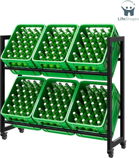 Relaxdays krattenrek, HxBxD: 112 x 58 x 32 cm, drankrek voor 3 kratten Relaxdays krattenrek, HxBxD: 112 x 58 x 32 cm, drankrek voor 3 kratten