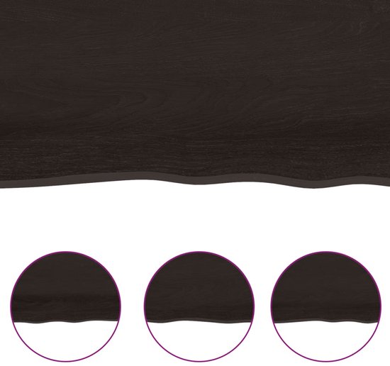 Plateau de table en chêne The Living Store - 180x60x6 cm - Gris foncé