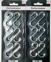 Amig - Set van 6 open S-vormige haken model 30165 voor het ophangen van gereedschap of keuken- en doe-het-zelfbenodigdheden, voor het verbinden van touwen, kettingen of linten