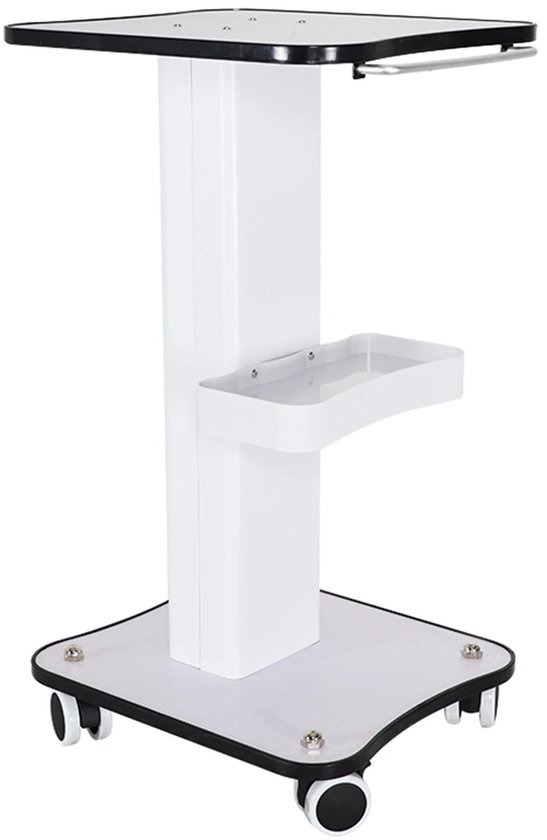 Salontrolley - Werkwagen - Werkwagen Kapper - Kapperstrolley - 58.5 CM Hoog - Wit - Op Wieltjes - Werkblad 38 x 38