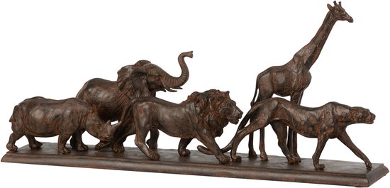 J-Line 5 Animaux En Rang Resine Marron Small